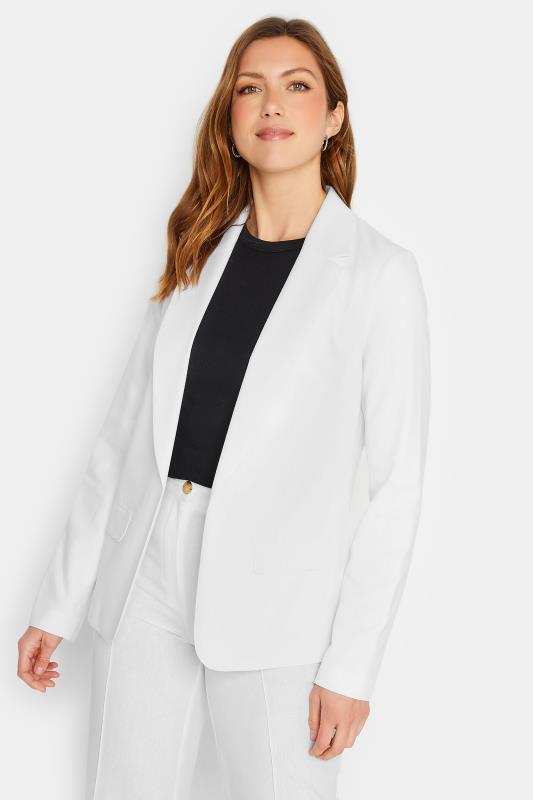 LTS Tall White Linen Look Blazer Jacket | Long Tall Sally  1