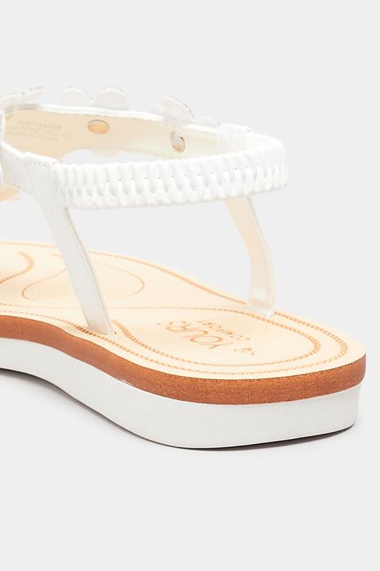 White PU Diamante Flower Sandals In Wide E Fit & Extra Wide EEE Fit | Yours Clothing 4