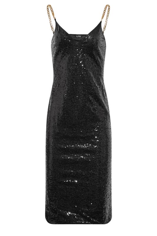 LTS Tall Women's Black Sequin Chain Strap Mini Dress | Long Tall Sally 6