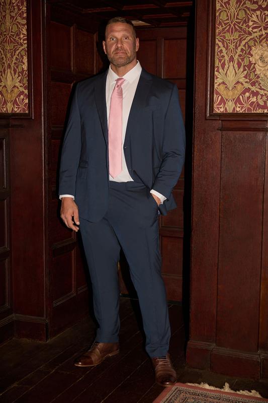 BadRhino Tailoring Big & Tall Navy Blue Plain Suit Trousers