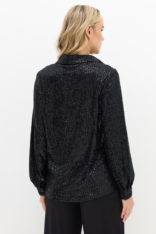 LTS Tall Black Sequin Embellished Shirt | Long Tall Sally 3