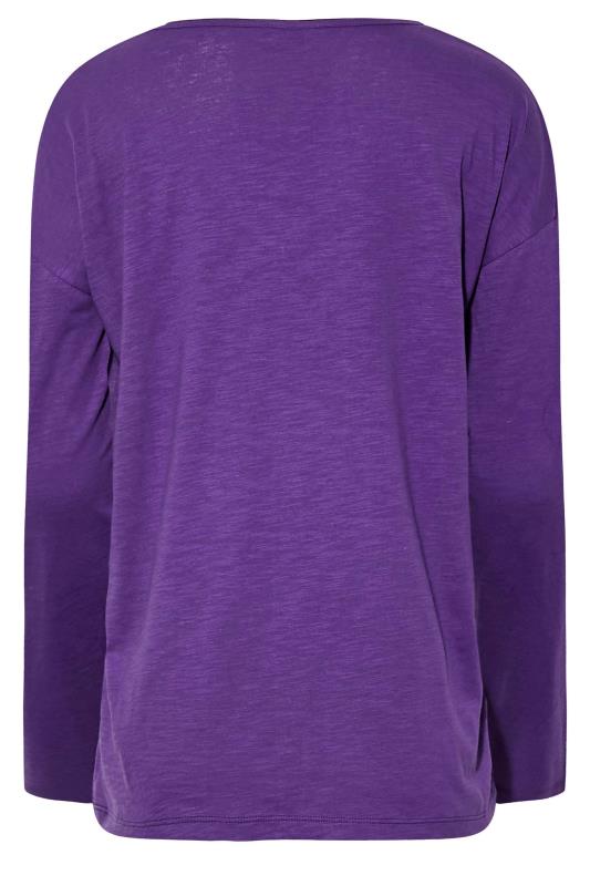 LTS Tall Women's Purple V-Neck Long Sleeve Cotton T-Shirt | Long Tall Sally 6