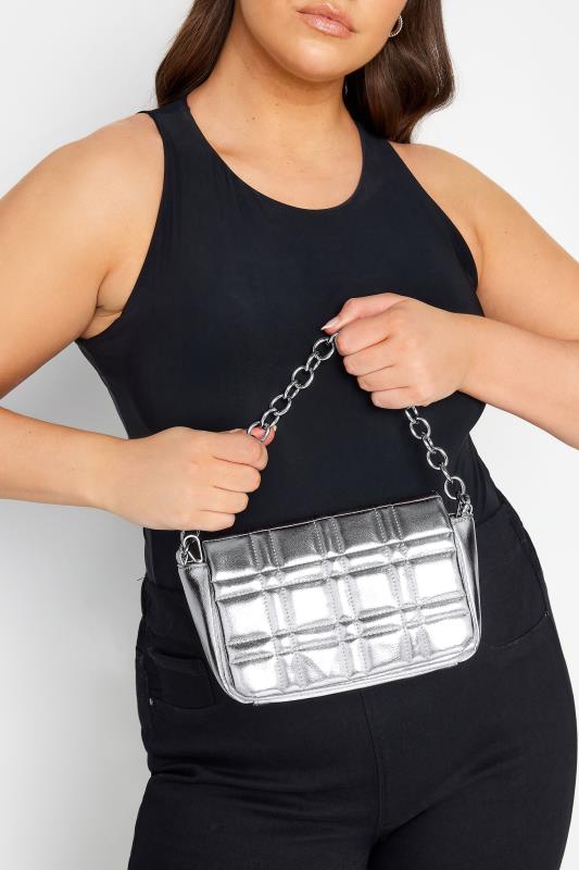  Yours Silver Metallic Double Strap Bag