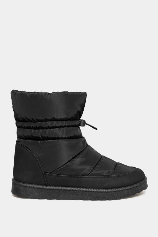 Black Padded Snow Boots In Wide E Fit & Extra Wide EEE Fit | Yours Clothing 3