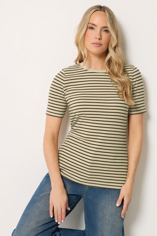  LTS Tall Chocolate Brown Stripe Cotton Ribbed T-Shirt