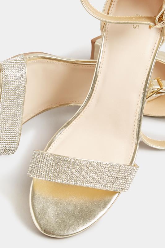 LTS Gold Diamante Block Heel Shoes in Standard Fit | Long Tall Sally 5