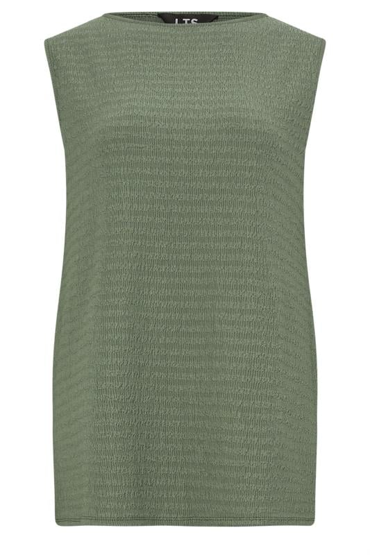 LTS Tall Khaki Green Textured Sleeveless Top | Long Tall Sally 5