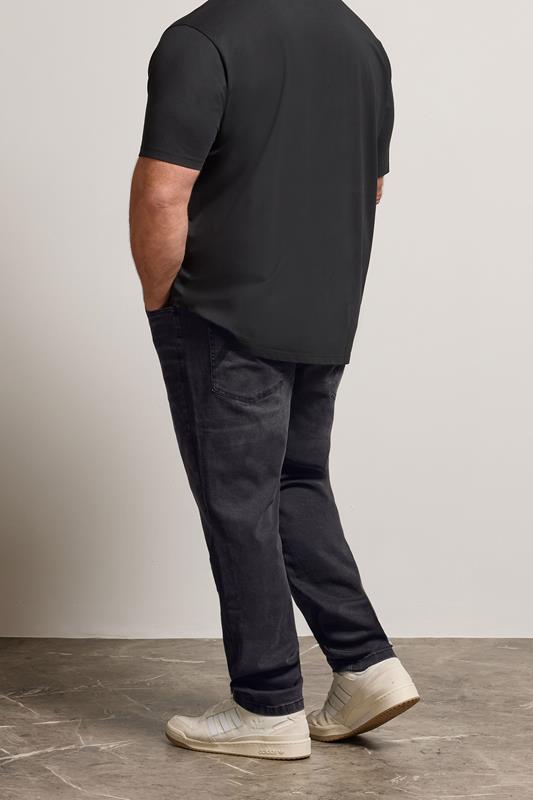 BadRhino Big & Tall Black Washed Straight Leg Stretch Jeans | BadRhino 3