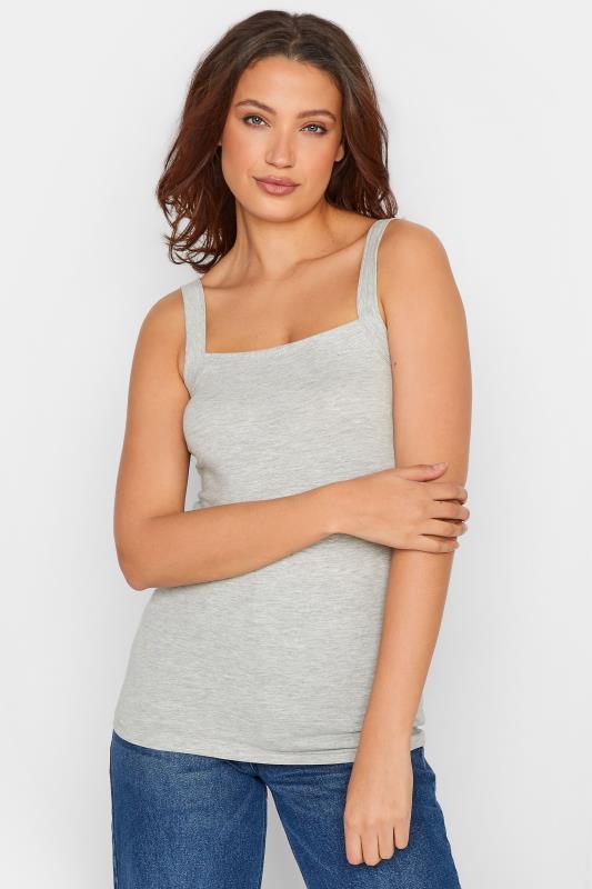 LTS Tall Women's Grey Marl Square Neck Vest Top | Long Tall Sally 1