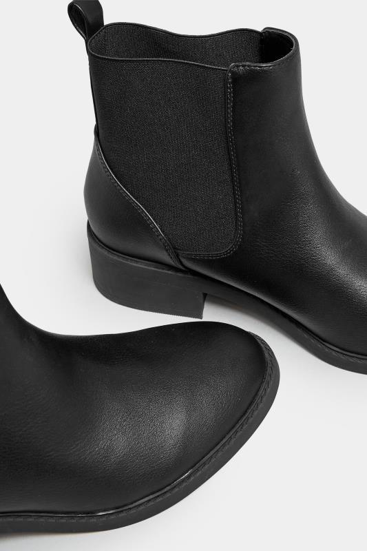 Black Faux Leather Elasticated Chelsea Boots In Wide E Fit & Extra Wide EEE Fit | Yours Clothing 5