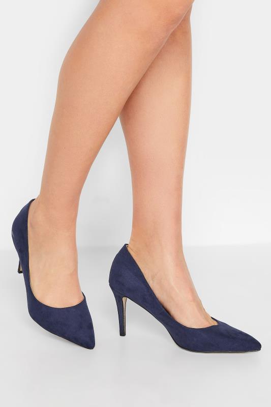 Tall  LTS Tall Navy Blue Point Court Heels In Standard Fit
