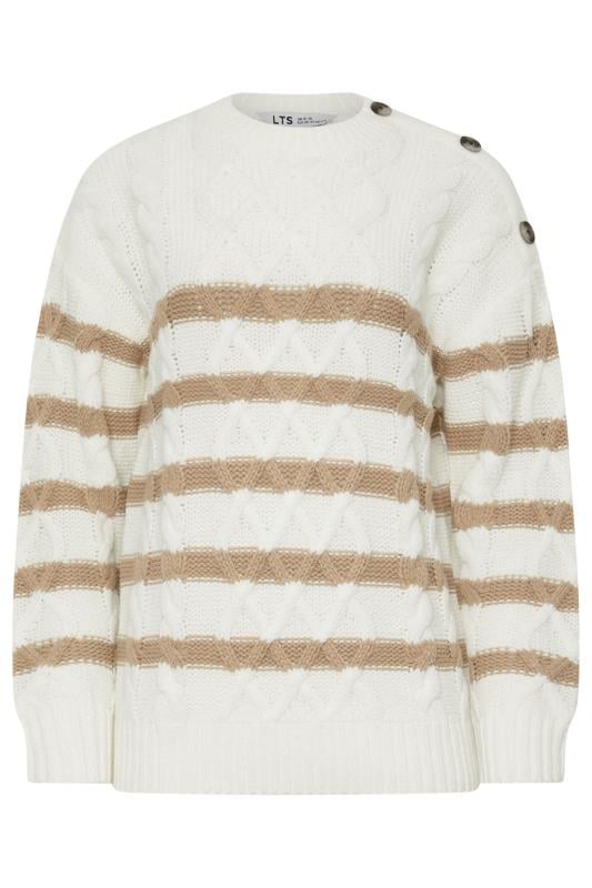 LTS Tall Ivory White Stripe Cable Knit Jumper | Long Tall Sally 5