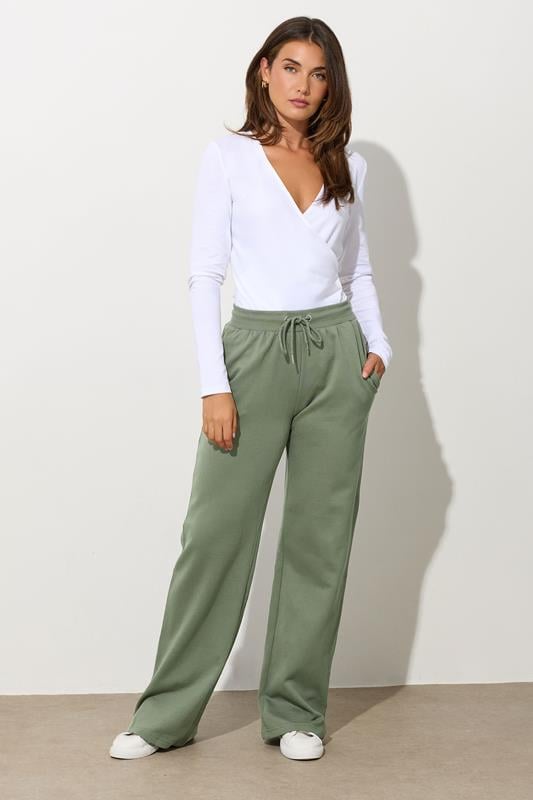 LTS Tall Khaki Green Wide Leg Joggers | Long Tall Sally 2