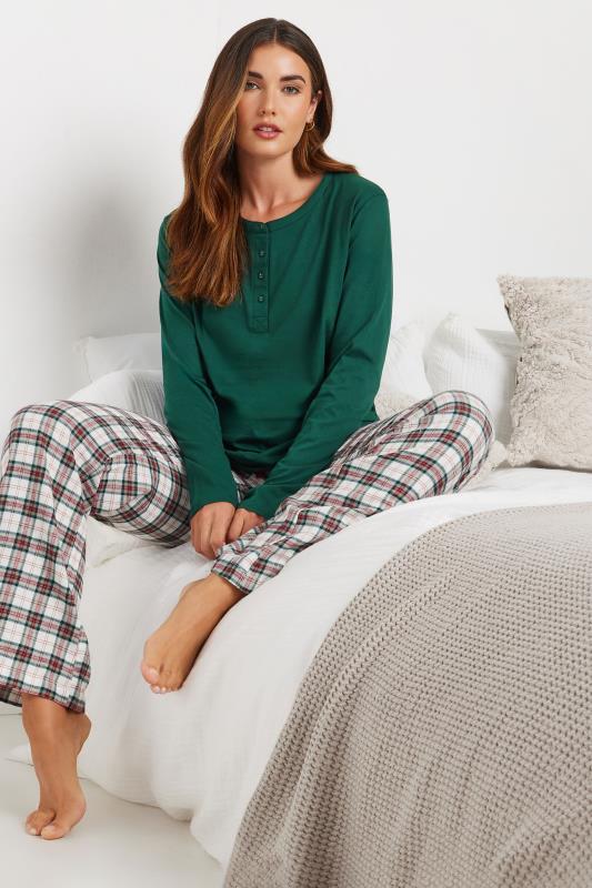 LTS Tall Ivory White Woven Check Pyjama Bottoms | Long Tall Sally 1