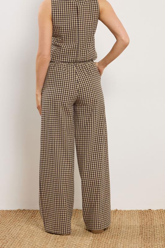 LTS Tall Women's Set Brown Gingham Print Vest Top & Trousers | Long Tall Sally 6