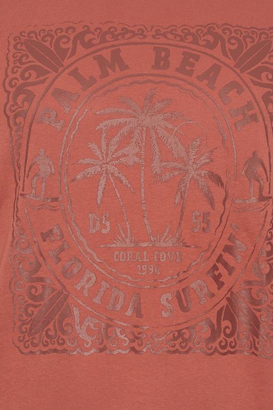 D555 Big & Tall Brick Red Florida Surf Print T-Shirt | BadRhino 5