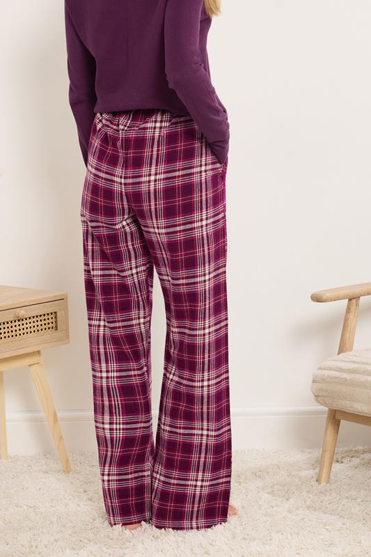 LTS Tall Burgundy Red Cotton Check Pyjama Bottoms | Long Tall Sally 3