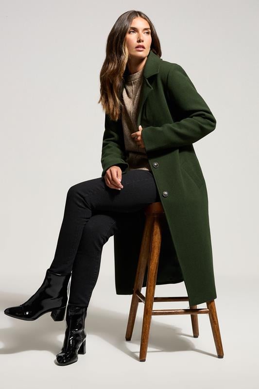 LTS Tall Dark Green Formal Midi City Coat | Long Tall Sally 1