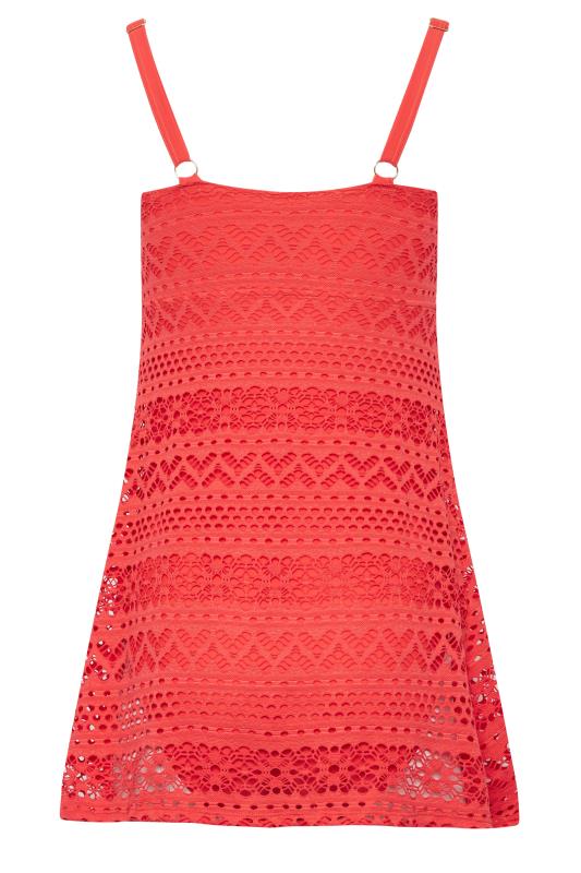 LTS Tall Women's Coral Pink Crochet Swim Dress | Long Tall Sally 7