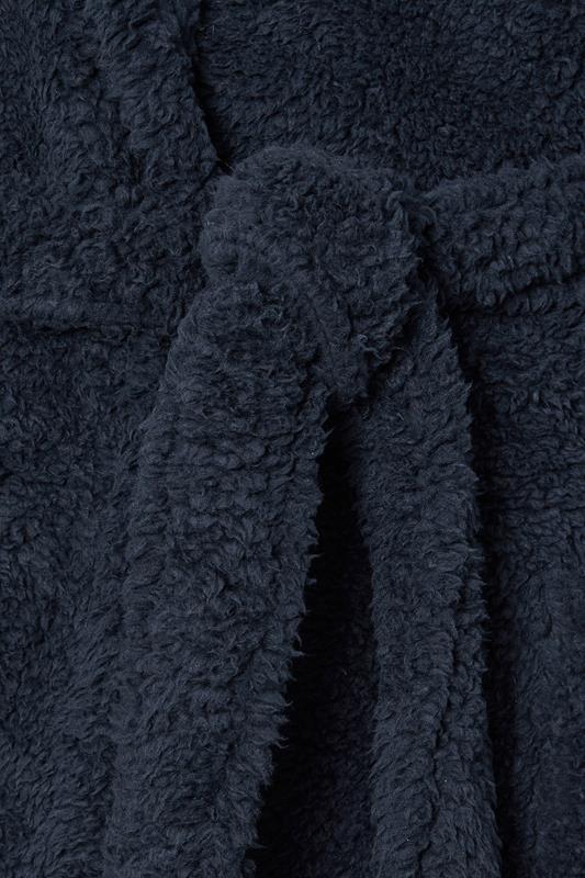 BadRhino Big & Tall Navy Blue Borg Dressing Gown | BadRhino 4