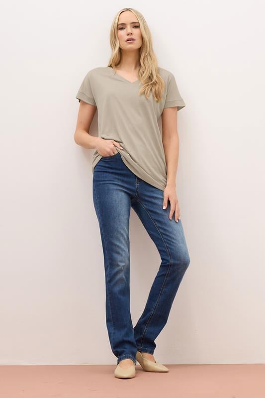 LTS PREMIUM Tall 2 PACK Khaki Green & Stone Brown V-Neck Modal T-Shirts | Long Tall Sally 3