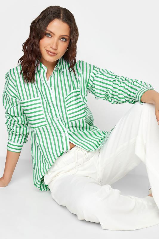 LTS Tall Women's Apple Green Stripe Oversized Cotton Shirt | Long Tall Sally 4