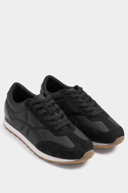  Yours Black Quilted Trainers In Wide E Fit