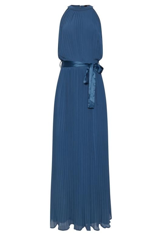 LTS Tall Women's Blue Halterneck Pleated Maxi Dress | Long Tall Sally 5