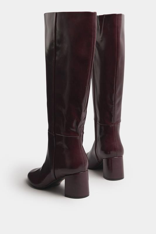 LTS Burgundy Red Patent Knee High Block Boots In Standard Fit | Long Tall Sally 4