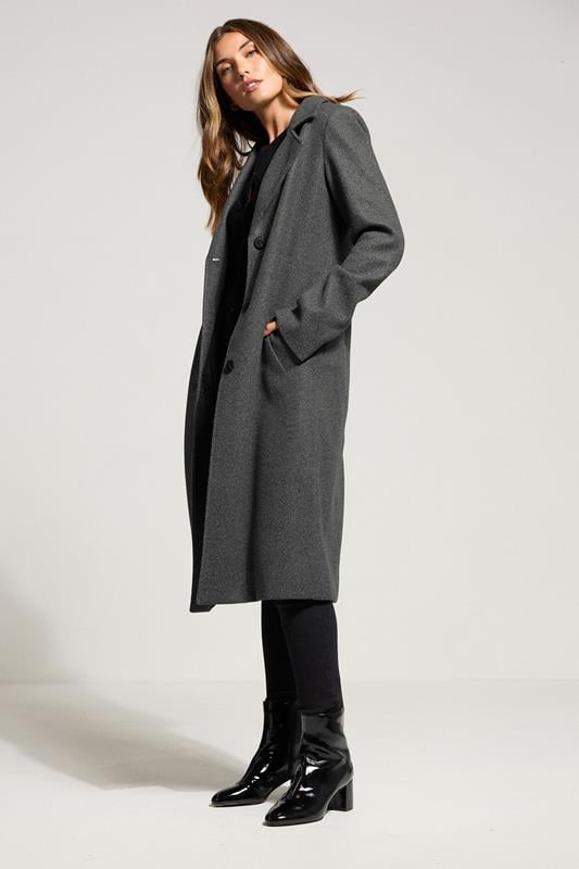 LTS Tall Charcoal Grey Formal Midi City Coat | Long Tall Sally 3