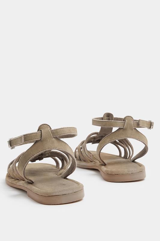Natural Brown Faux Suede Gladiator Sandals in Extra Wide E Fit | Yours Clothing 4