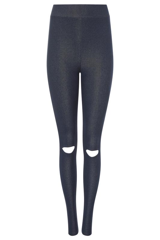 LTS Navy Blue Ripped Knee Jersey Jeggings | Long Tall Sally 4