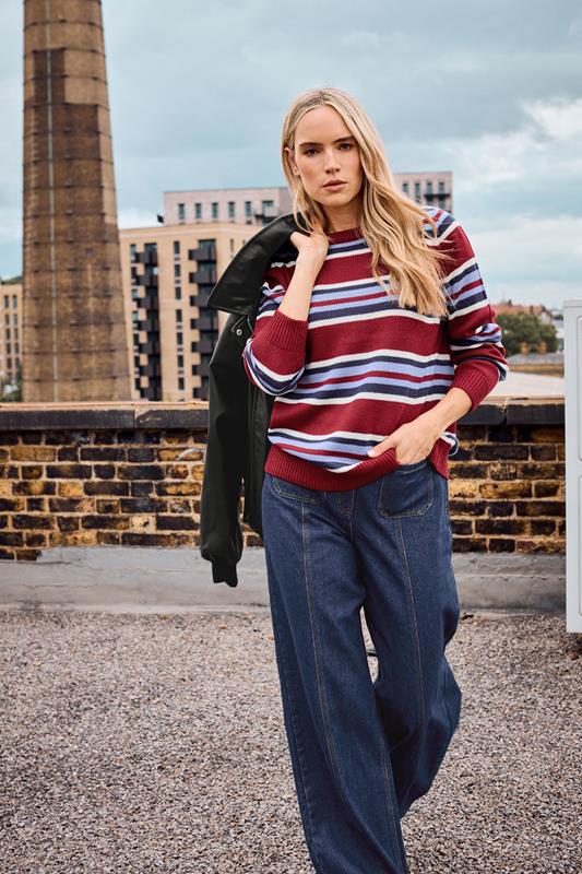 LTS Tall Red Knitted Stripe Jumper | Long Tall Sally 1