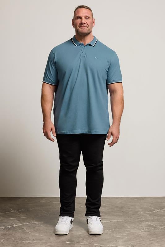BadRhino Big & Tall Blue Tipped Polo Shirt | BadRhino 2