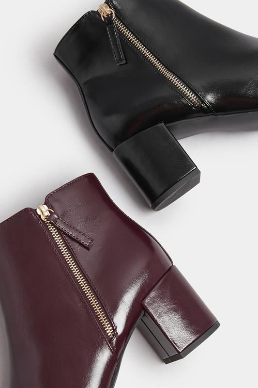 Black Faux Leather Block Heel Ankle Boots In Wide E Fit & Extra Wide EEE Fit | Yours Clothing 6