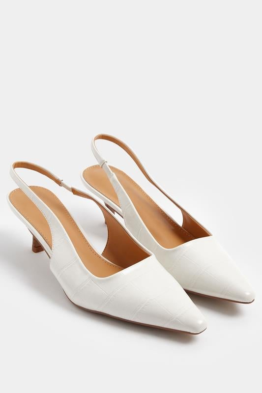 LTS Ivory White Slingback Kitten Heel In Standard Fit