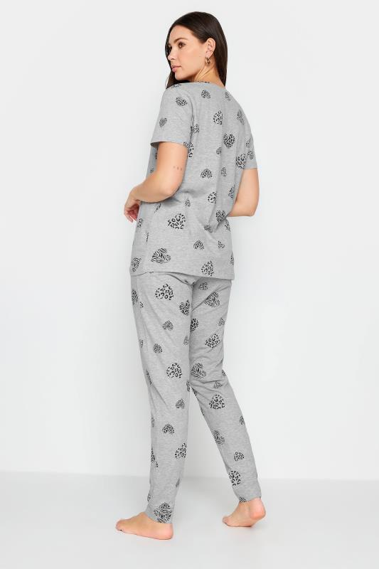 LTS Tall Womens Grey Animal Heart Print Pyjama Set | Long Tall Sally 3
