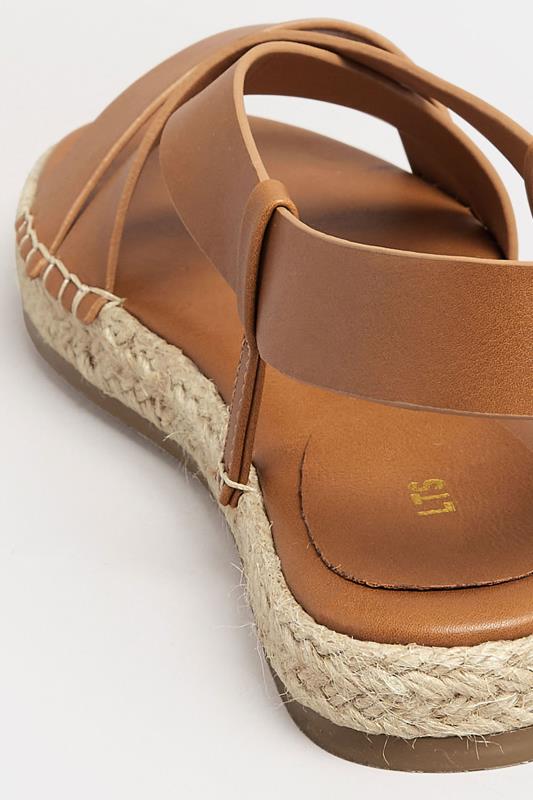 LTS Brown Espadrille Crossover Strap Sandals In Standard Fit | Long Tall Sally 4