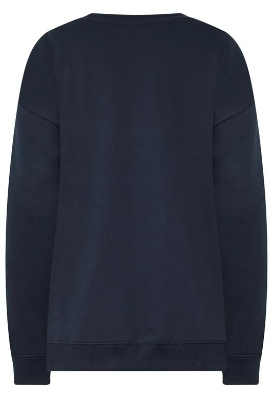 LTS Tall Women's Navy Blue 'Country Club' Embroidered Slogan Sweatshirt | Long Tall Sally 6