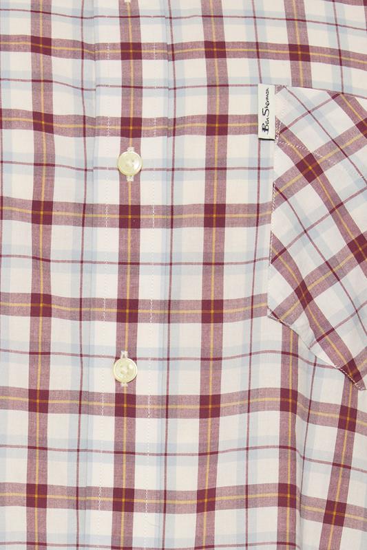 BEN SHERMAN Big & Tall Maroon Red Check Print Shirt | BadRhino 5
