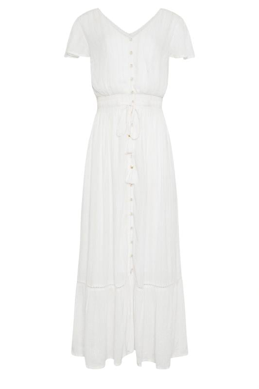 LTS Tall Women's White Textured Tie Waist Maxi Dress | Long Tall Sally 6