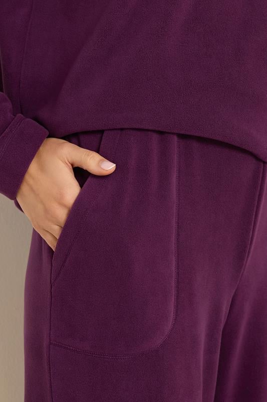 LTS Tall Women's Burgundy Red Wide Leg Fleece Trousers | Long Tall Sally 5