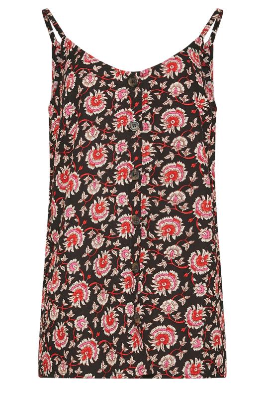 LTS Tall Womens Black Floral Print Button Through Cami Vest Top | Long Tall Sally 5