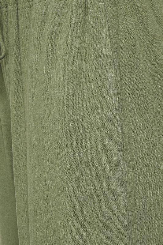 LTS Tall Women's Khaki Green Wide Leg Linen Look Trousers | Long Tall Sally 3