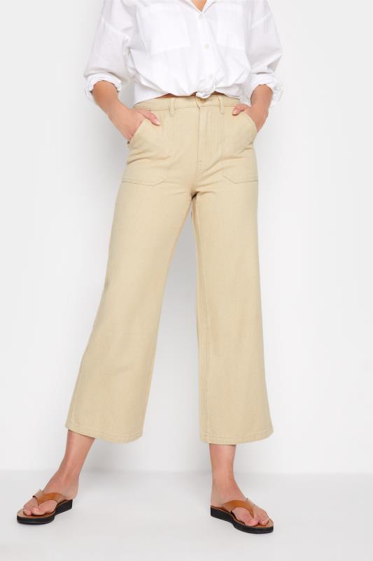 Tall  LTS Tall Cream Cotton Twill Wide Leg Cropped Trousers