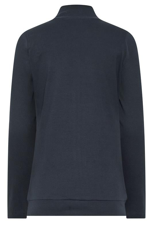 LTS Tall Women's Navy Blue Ribbed Zip Through Top | Long Tall Sally 2