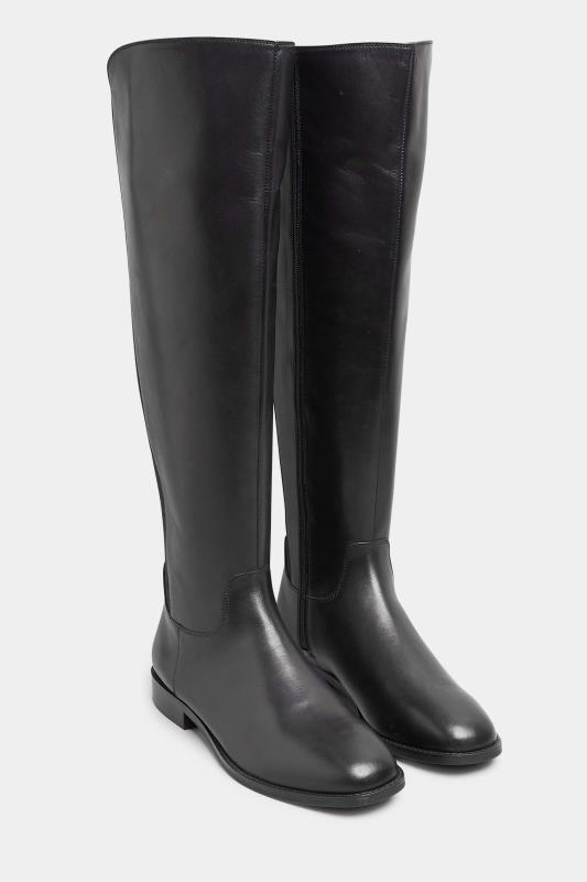 LTS Black Leather Knee High Boots In Standard Fit | Long Tall Sally 2