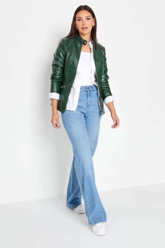 LTS Tall Forest Green Leather Funnel Neck Jacket | Long Tall Sally  3