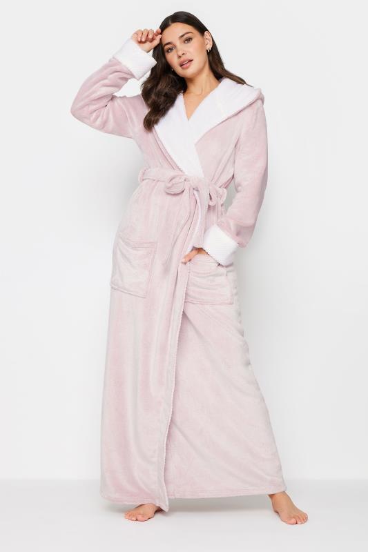 Tall  LTS Tall Light Pink Hooded Maxi Dressing Gown