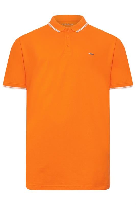 BadRhino Big & Tall Orange & White Tipped Polo Shirt | BadRhino 1